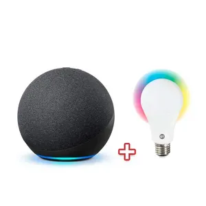 Kit com Amazon Echo 4ª Geração Com Som Premium, Hub de Casa Inteligente e Alexa+Lâmpada LED Inteligente Wi-Fi Goldentec