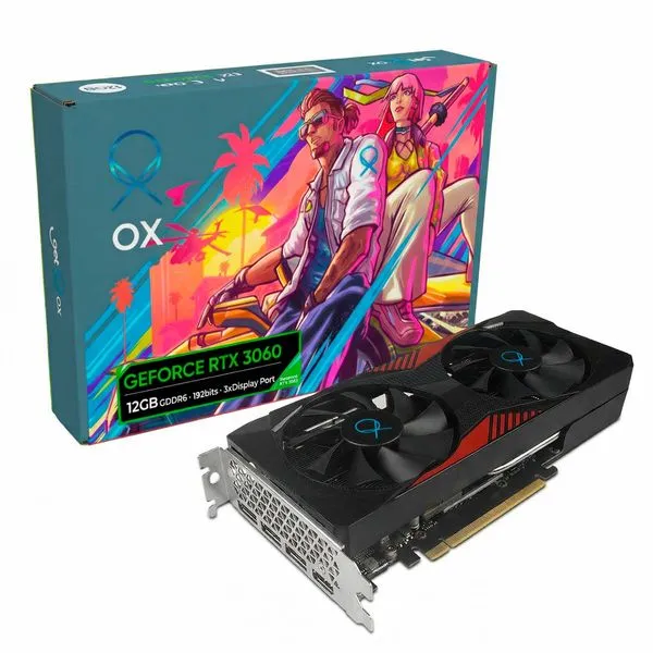 Placa de Vídeo OX NVIDIA GeForce RTX 3060, 12GB DDR6, 192-bit, HDMI, DisplayPort