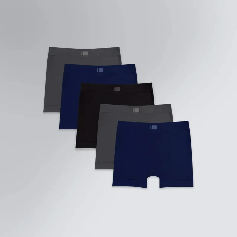 Kit 5 Cuecas Boxer Seamless Touch