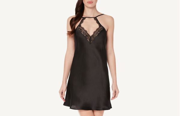 Camisola De Seda Floral Sexy - Preto M