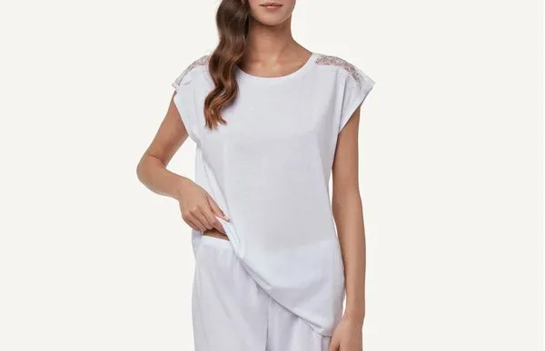 Blusa Em Supima Cotton Aplicações Bordado Inglês - Branco P
