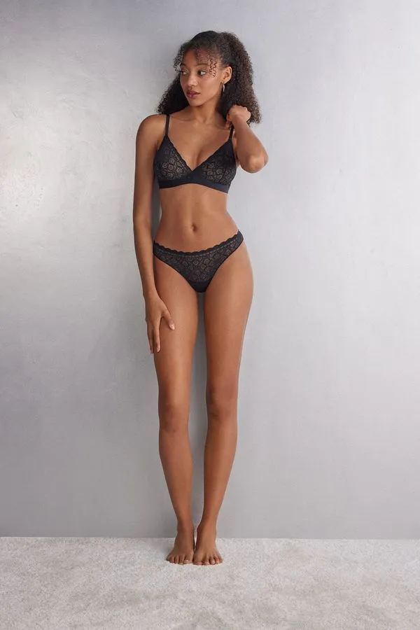 Sutiã Triângulo Emma Em Renda - Preto 46B