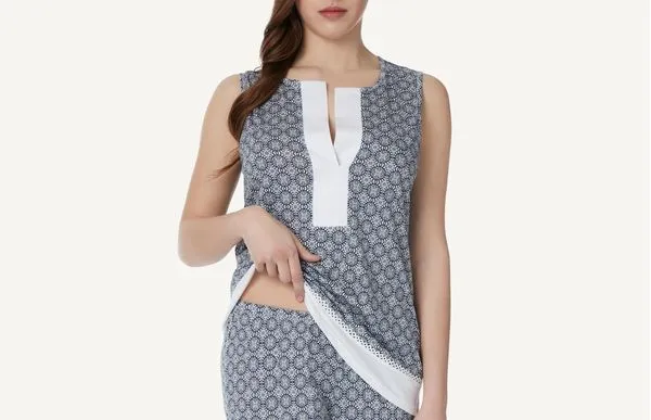 Blusa De Algodão Supima Extrafino Maiolica Lace - Azul G