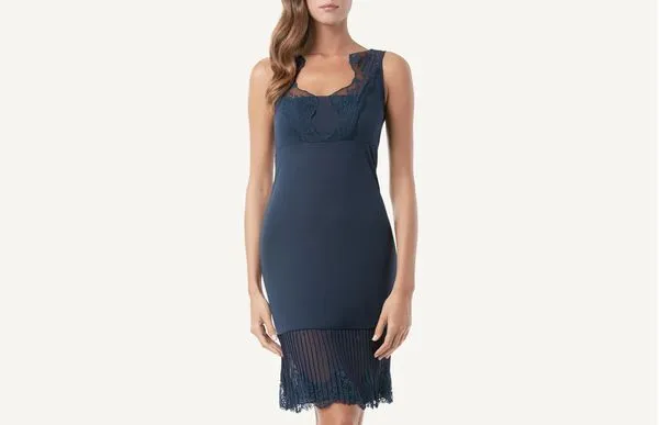 Camisola De Viscose Com Renda e Plissado - Azul G