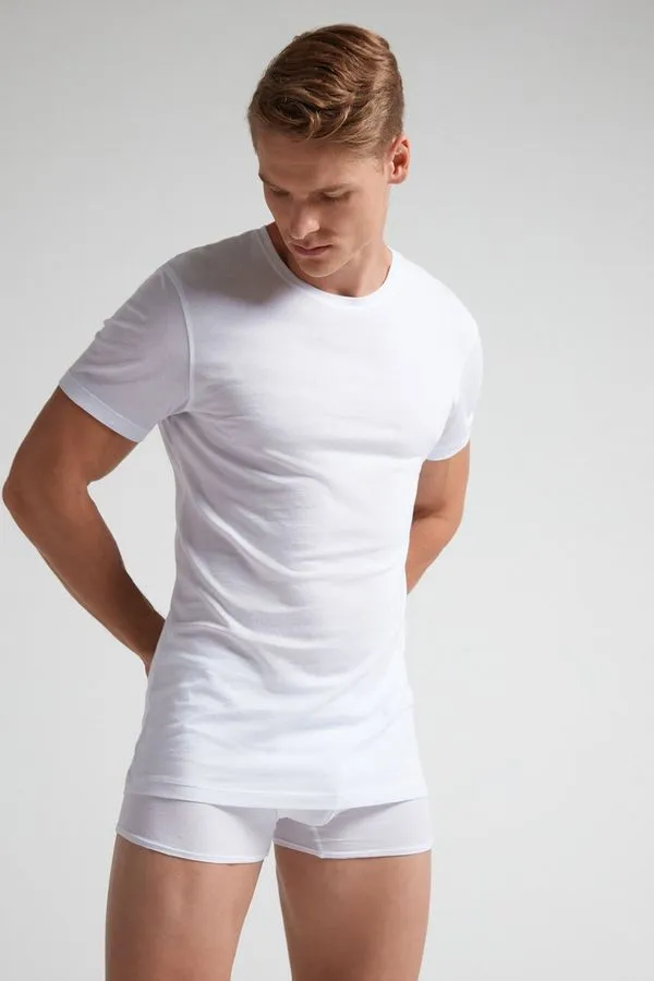 Camiseta De Manga Curta Gola De Algodão Supima Fresh - Branco EG