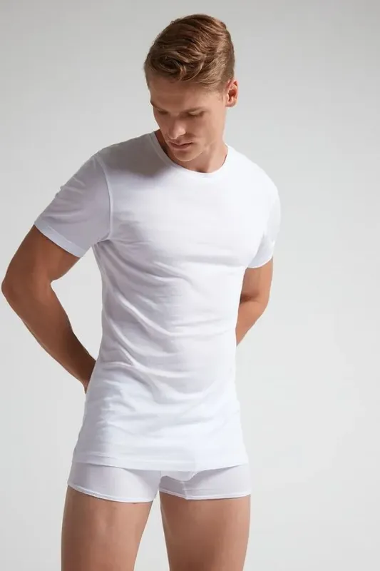 Camiseta De Manga Curta Gola De Algodão Supima Fresh - Branco GG