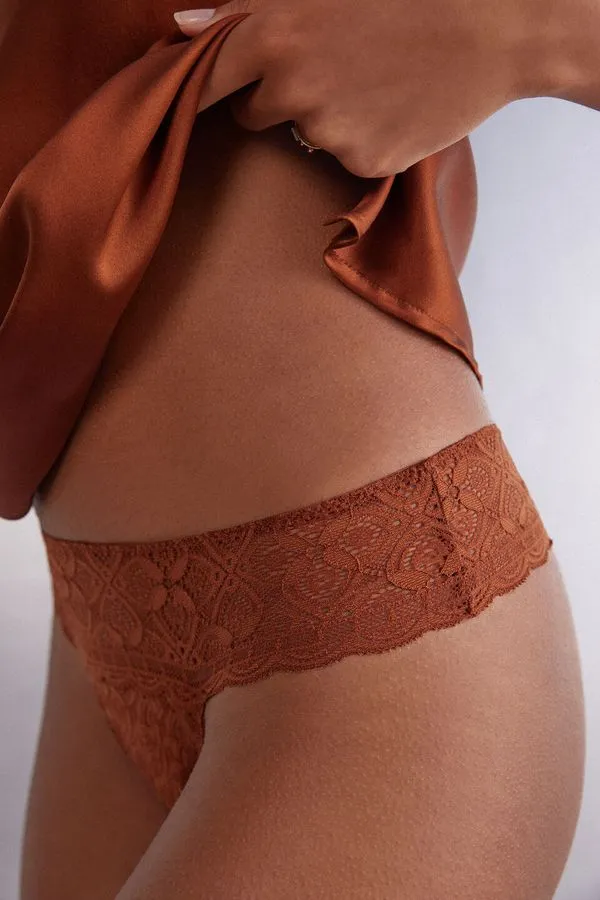 Calcinha Brasileira Em Renda - Laranja M
