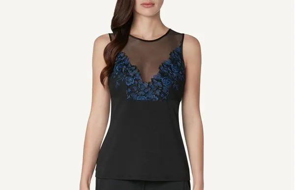 Blusa De Alças Largas Blooming Embroidery - Preto M