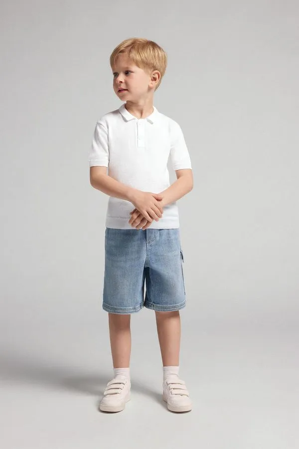 Camiseta Polo Em Algodão Infantil - Branco 4-5