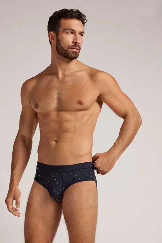 Cueca Slip Em Algodão Supima Com Estampa De Flores - Preto G
