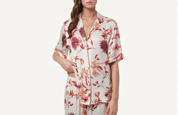 Camisa De Cetim Com Estampado Floral - Estampado P