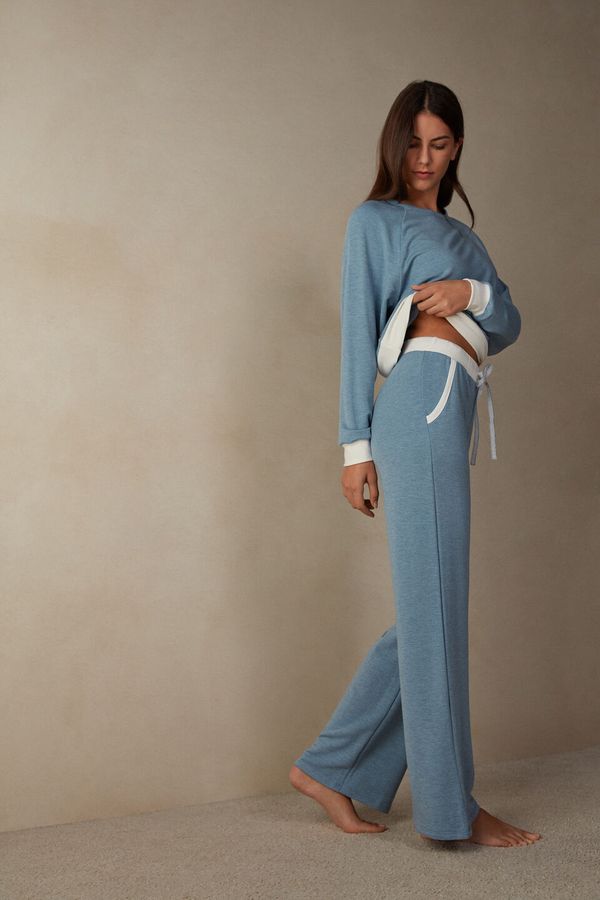 Calça Em Modal Com Lã Romantic Bedroom - Azul G