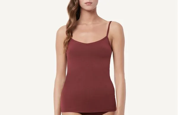 Blusa De Alças Com Decote Em v Em Modal - Vermelho G
