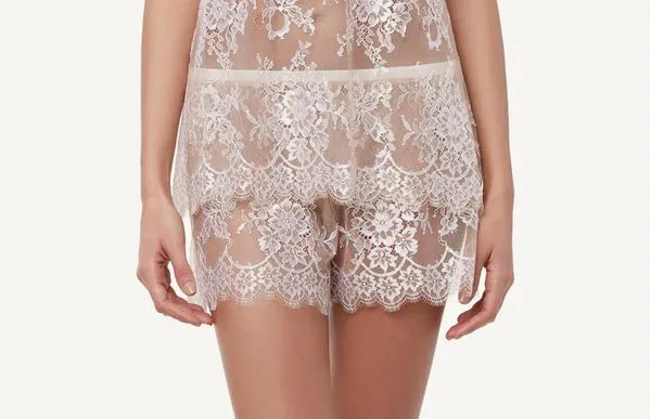 Shorts De Renda Romantic Lace - Marrom P