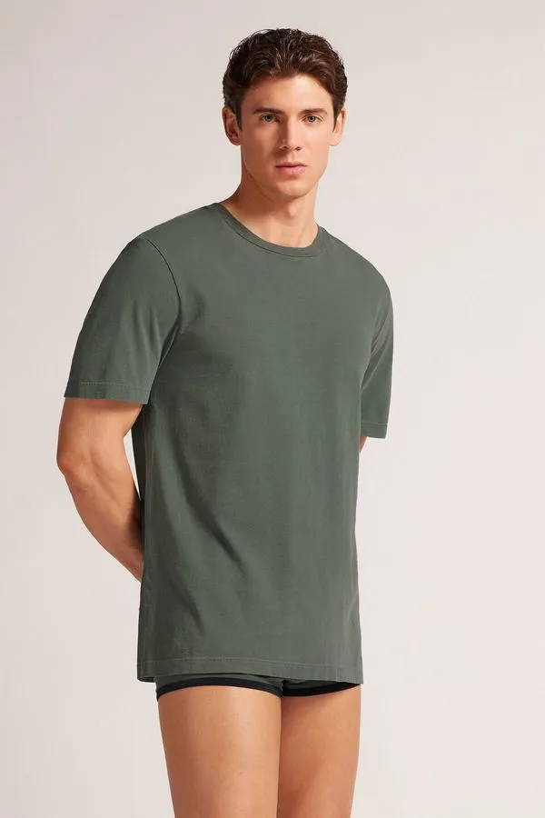 Camiseta Washed Collection Em Algodão - Verde GG