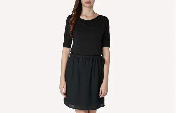 Vestido Em Viscose Com Decote Tipo Capuz - Preto G