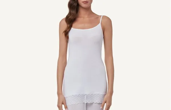 Blusa De Modal Com Renda Na Bainha - Branco G