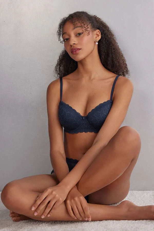 Sutiã Balconette Sofia Em Renda - Azul 48C