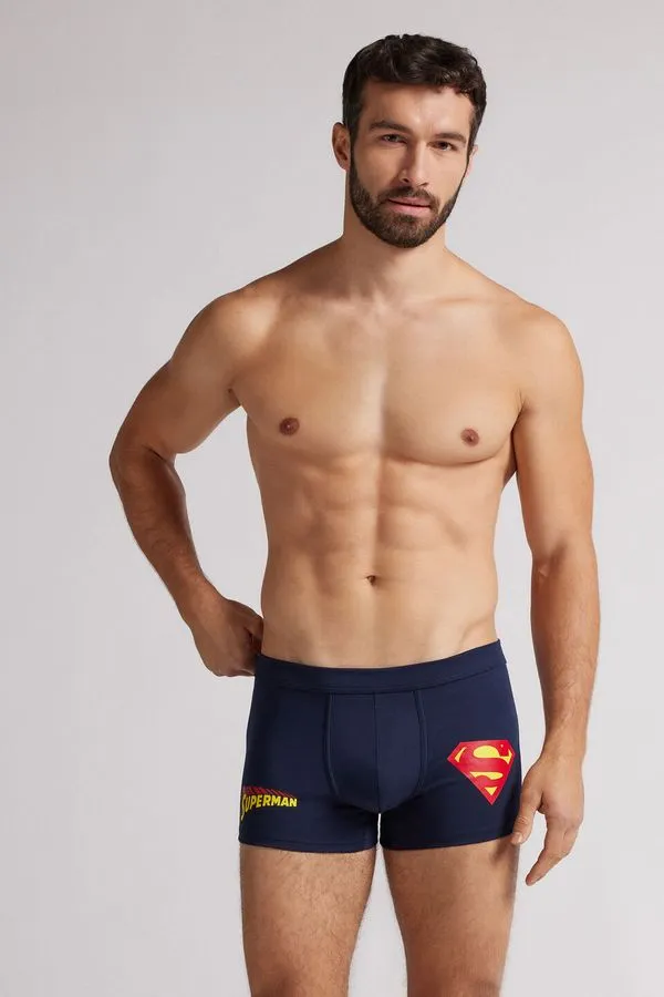 Cueca Boxer Superman Em Algodão Supima - Azul M
