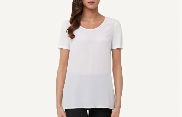 Blusa De Manga Curta Em Supima Cotton e Seda - Branco G
