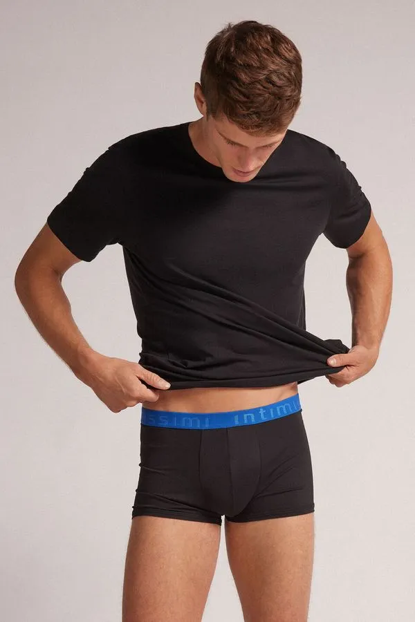 Cueca Boxer De Microfibra Com Logotipo - Preto GG