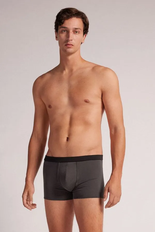 Cueca Boxer Em Algodão Supima Natural Fresh - Cinza M
