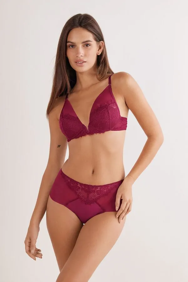 Sutiã Balconette Elena Sheer Glamour - Bordô 42D
