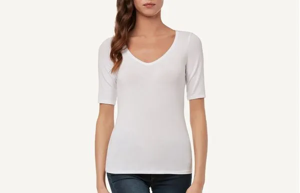 Blusa Com Decote Em v De Modal - Branco M