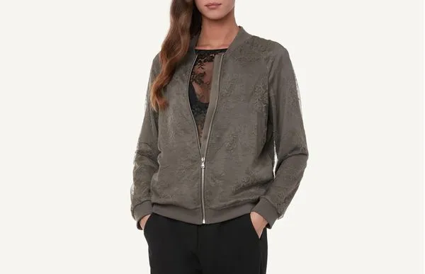Casaco Estilo Bomber Jaquet De Renda - Verde G