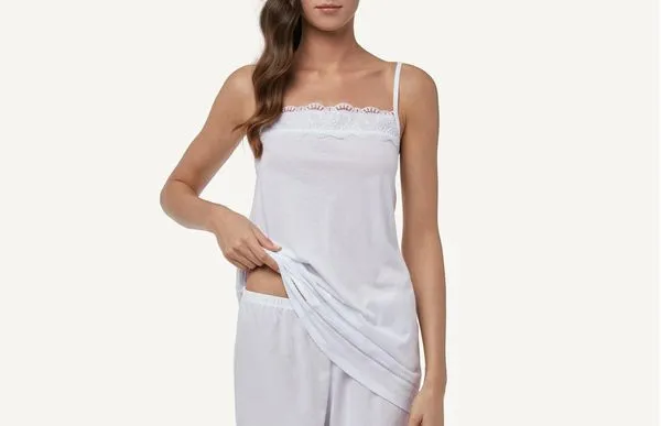 Top Em Supima Cotton Autumn Macramè - Branco M