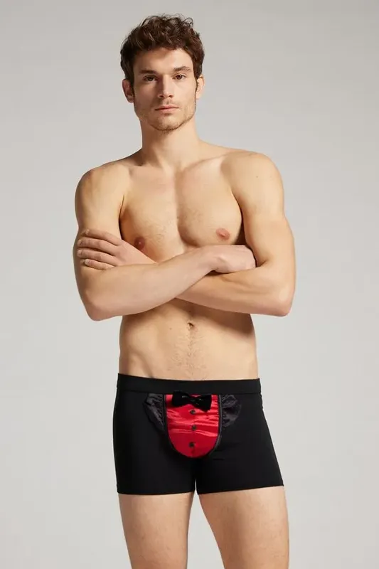 Cueca Boxer Em Algodão Supima Efeito Smoking - Preto M