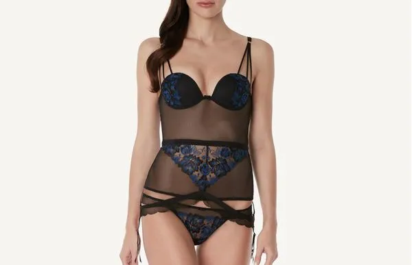Corpete Elena Blooming Embroidery - Preto 46B