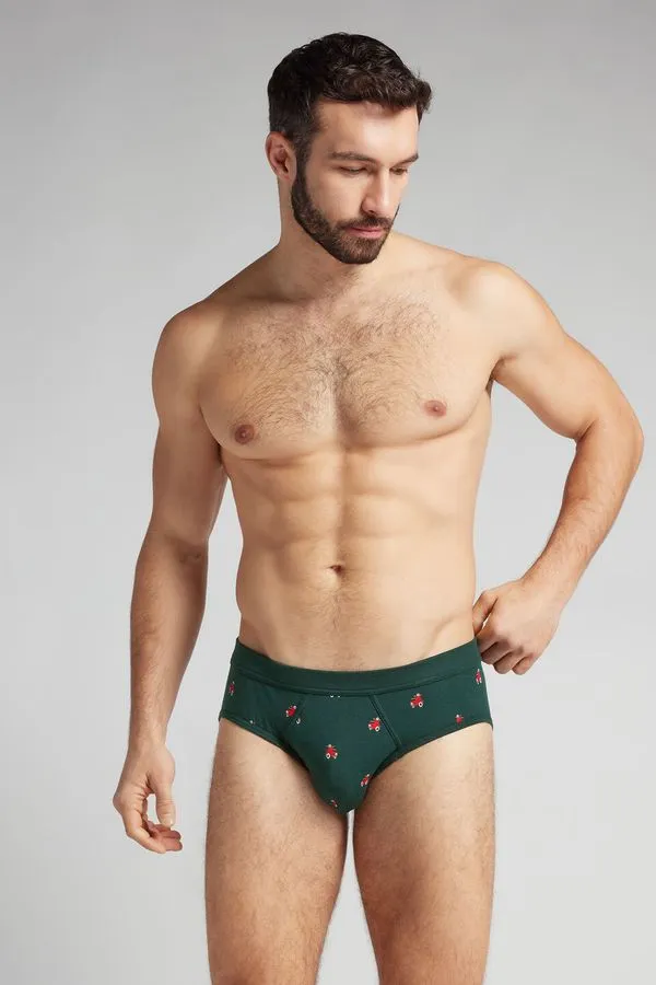 Cueca Slip Com Estampa De Scooter Em Algodão Natural Fresh - Verde M