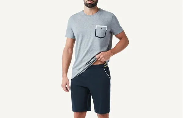 Pijama Masculino Curto Com Elástico Em Turco - Cinza M