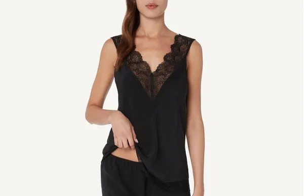 Blusa De Seda Mediterranean Charme - Preto G