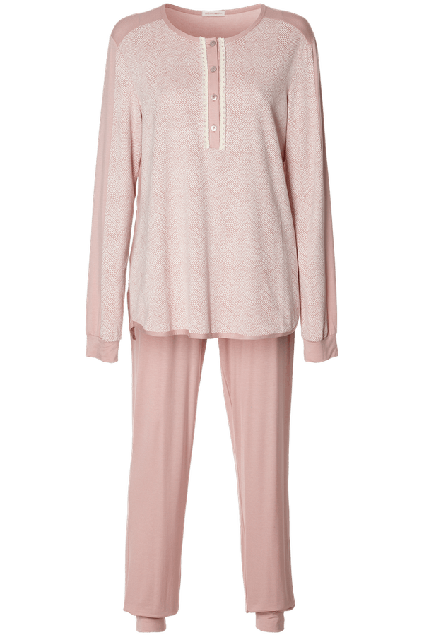 Pijama Comprido Com Aplicação Chevron - Rosa M