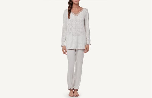 Pijama Jacquard Com Aplicações De Macramé - Off-White M