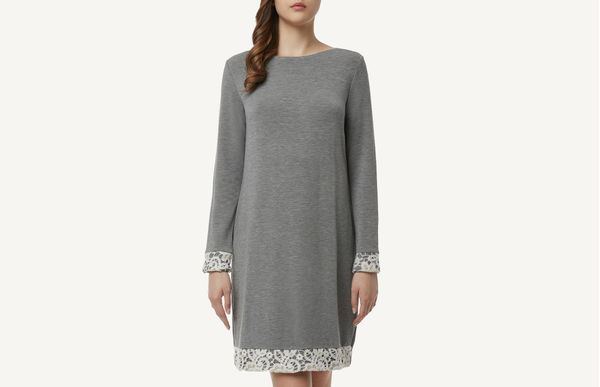 Camisola Comprida De Felpa Misto Caxemira - Cinza G