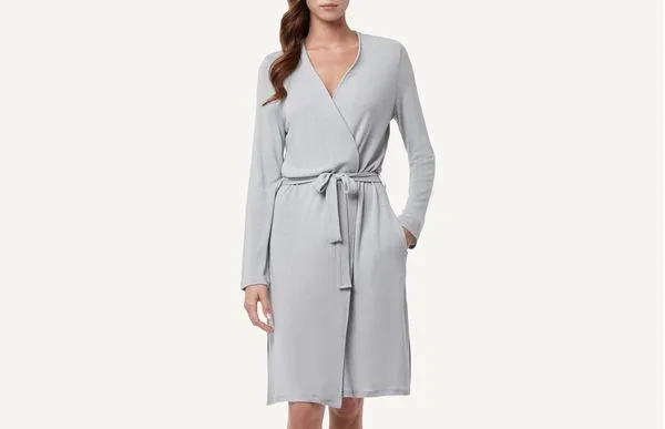 Roupao De Viscose De Lã Com Rachas - Cinza M/G