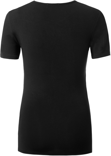 Blusa Com Gola Olimpica e Mangas Curtas Em Modal - Preto G