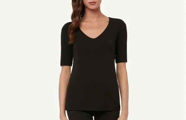 Blusa Com Decote Em v De Modal - Preto P