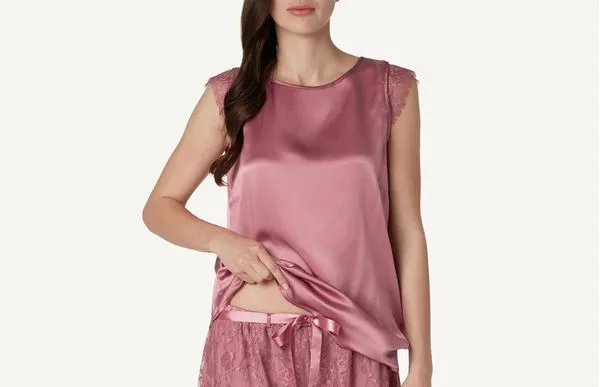 Blusa Sem Mangas De Seda Romantic Ballerina - Rosa M