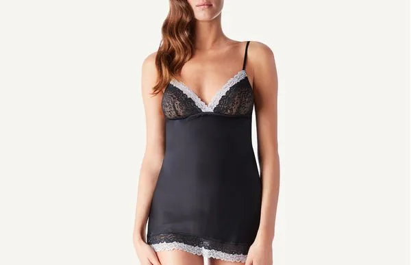 Babydoll De Seda Over Lace - Preto G