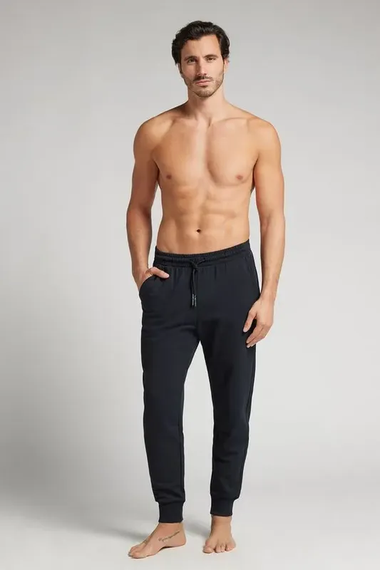 Calça Com Punho Em Algodão - Preto G