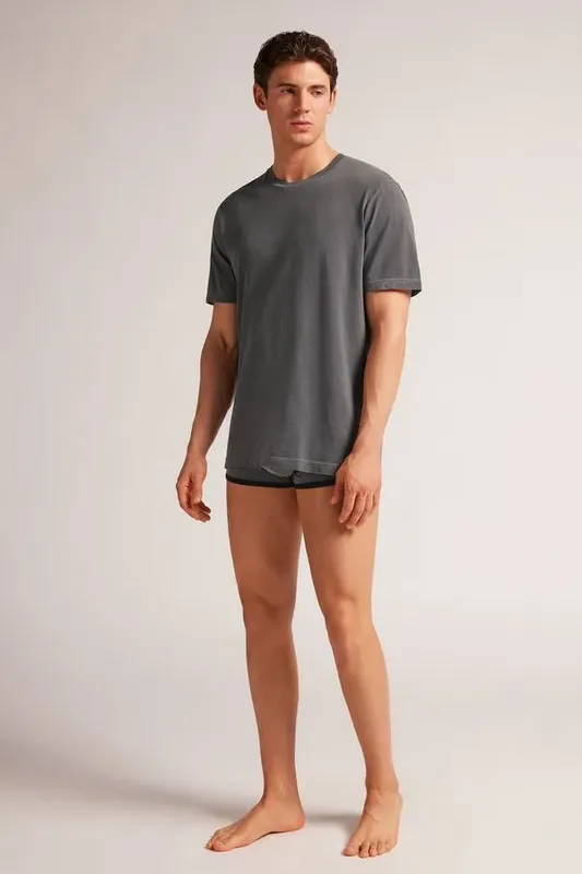 Camiseta Washed Collection Em Algodão - Cinza P
