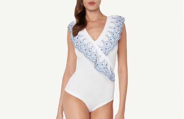 Body De Algodão Com Babado - Branco M