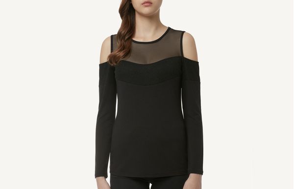 Blusa De Manga Comprida Com Efeito Laminado - Preto M