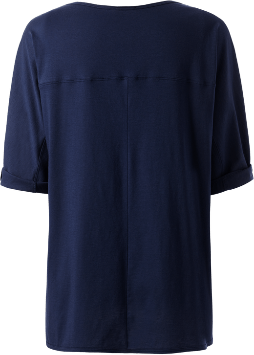 Blusa De Mangas Curtas Em Jersei De Algodão - Azul M