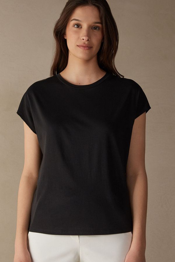 Blusa Manga Curta Decote Redondo Em Algodão Supima Ultrafresh - Preto M