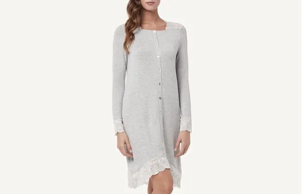 Camisola Com Renda Plissada - Cinza M